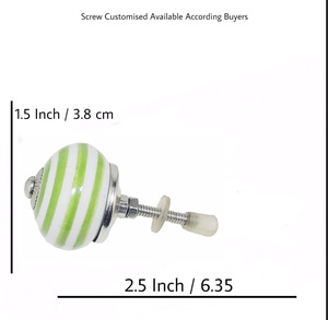 Boutons en céramique de style industriel bandes vertes sur blanc laiteux CK 558 poignées de tiroir d'armoire pour cuisine chambre armoire - Product Image 4