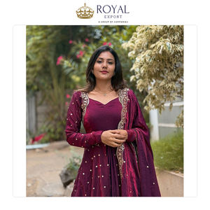 Mejor colección de diseñador de seda tradicional hermosa y pesada con traje de trabajo bordado Anarkali Suit para la venta - Product Image 4