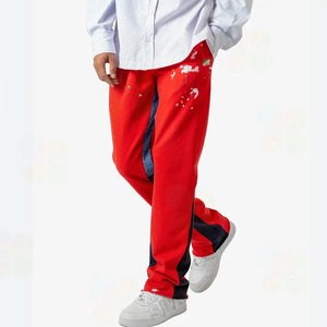 Flared straight curved striped Screen <b>Print</b> Graphic <b>Trousers</b> Track Flared Stacked Sweatpants <b>Man</b> <b>Trouser</b> Joggers Pant - Product Image 3