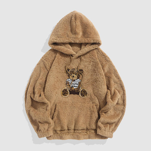 Custom Cute Hoodie Bear Fluffy Sudadera con capucha de terciopelo Hoddie Teddy Chenille cepillo de dientes bordado Sudadera con capucha de alta calidad - Product Image 1