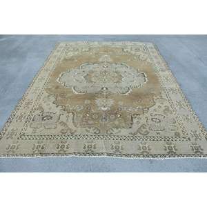 Alfombra Turca de 7x9.4 pies, Alfombra Vintage Grande, Alfombra Floral Marrón - Product Image 1