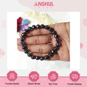 Eye Catching Design High Quality Made in India Handcrafted Hematite Faceted Beads <b>Bracelets</b> for Anniversary and Engagement Gift - Product Image 6