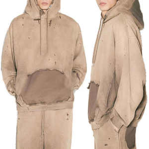 Sudadera con Capucha Personalizada para Hombre, 100% Algodón, Estilo Terry, Desgastada por el Sol, Estilo Urbano, Diseño Sólido, Sudadera de Invierno - Product Image 6