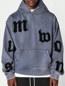 Sweats à capuche pour hommes lavage à l'acide couleur unie unie vierge grande taille poids lourd 2023 sweat à capuche pour hommes lavage à l'acide à capuche - Product Image 2