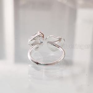 Joyería de piedra cruda, anillo para mujer, piedra lunar arcoíris Natural, piedra preciosa, piedra natal de junio, anillo de corazón, joyería, anillo de Plata de Ley 925 - Product Image 5