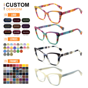 Pabrik Kacamata <span class=keywords><strong>Cat</strong></span> Eye Asetat OEM ODM, Pemasok Langsung, Bingkai Optik Full Rim untuk Wanita dengan Berbagai Pilihan Warna - Product Image 2