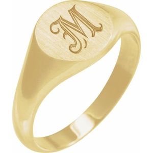 Stuller 14K Yellow Gold Rose Gold Plated Round Signet <b>Ring</b> Fashionable Inlay Princess Cut Diamond Trendy Eternity Style Gift - Product Image 5