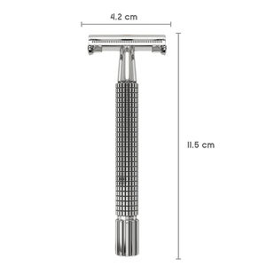 Rasoir de sécurité professionnel Kaamir KI-SR-50, manche en acier inoxydable poli, lame simple haute précision, non jetable, pour le visage - Product Image 2