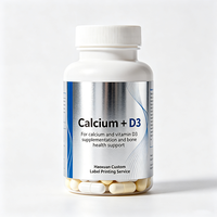 Etiquetas Personalizadas Haoxuan para Botellas de Suplementos de Calcio, Adhesivos Impresos Impermeables con Película Plateada para Empaquetado de Productos Nutricionales