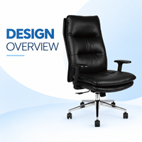 Chaise de bureau de direction en cuir PU noir à dossier haut avec réglage de la hauteur pivotant et base chromée pour espaces de travail professionnels