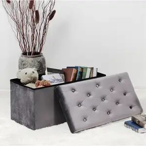Bailey мебель, новый продукт, бежевая бархатная оттоманка, удобная складная оттоманка для хранения, для спальни