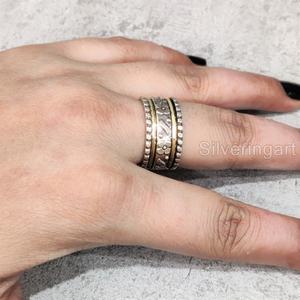 Bague de méditation Art Spinner Band Bague de pouce pour femme en argent sterling 925 Yoga Bijoux faits à la main Vintage Anxiété Bague Spinner pour homme - Product Image 5