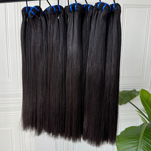 Extensions de cheveux humains lisses et soyeux, noir naturel, double trame, pointes pleines, pour un look long et lisse à coudre - Product Image 4