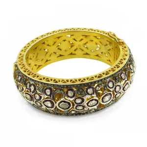 Bracelet jonc de luxe pour femme en plaqué or avec diamants – Bracelets et joncs en diamant de qualité supérieure - Product Image 3