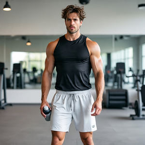 Jogger Basketball Shorts 100% Coton Polyester Blanc Gym Fitness Wear Shorts Hommes Athlétique Yoga Shorts Garçons - Product Image 2