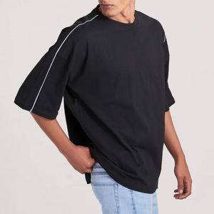 Camiseta de Hombre con Hombros Caídos, 100% Algodón, Estilo Oversize, Hip Hop, Transpirable, Cómoda, de Primera Calidad, Fácil de Combinar - Product Image 3