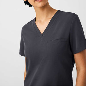 Conjunto de uniforme de enfermera con cuello en V y logotipo personalizado, uniforme de hospital tejido ecológico para uso en salón de belleza - Product Image 5