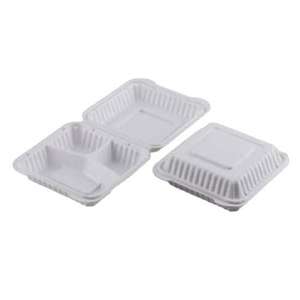 Lonchera Cuadrada de PP con 3 Compartimentos Abatibles de 7.9"x7.9"x2.3" para Control de Porciones y Organización - Product Image 1