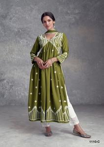 Último diseñador pesado Reyon bordado Lakhanavi trabajo - Product Image 5