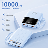 Produit Tendance 2026 – Batterie Externe Fine de Haute Qualité avec Quatre Ports USB Intégrés, 10000 mAh, Charge Rapide 22,5 W, Écran LED, Couleurs Personnalisables