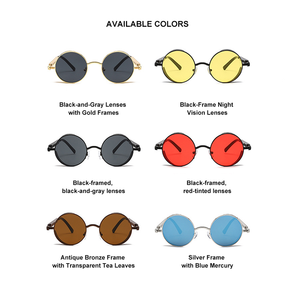 Retro Punk Metal <b>Round</b> Frame <b>Sun</b> <b>Glasses</b> Custom Logo Classic Eyeglasses Men Steampunk Sunglasses - Product Image 3