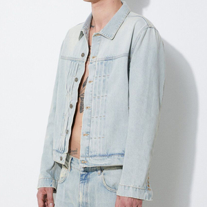 Pakistan Suppliers Men's Winter Long <b>Denim</b> <b>Jacket</b> Custom Stand Collar Vintage Style Horn Button Closure OEM Cotton Fabric Custom - Product Image 4