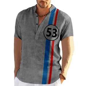 Nueva camisa Vintage para hombres Racing Print American Tees Street Top manga corta Camisa de gran tamaño ropa masculina 2025 - Product Image 5