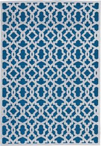 Saphira Mira géométrique laine Dhurrie tissage plat fait à la main en bleu vert blanc public ciblé adultes - Product Image 2