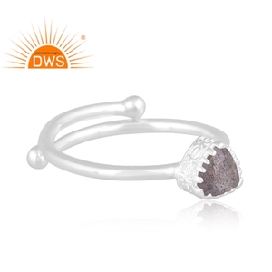 Best selling fine sterling silver natural <b>Labradorite</b> gemstone stackable <b>ring</b> custom jewelry manufacturer - Product Image 2