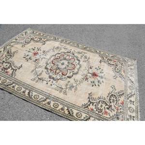 Alfombra tradicional de lana marrón Beige de 5,2x8,7 pies, diseño clásico de retales turcos Vintage para dormitorio, cabecera de látex Rectangular - Product Image 2