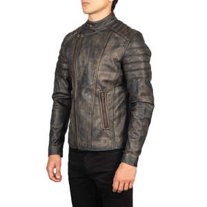 Chaqueta de Cuero Sintético Marrón Desgastado Estilo Motero Faisor con Capucha, Impermeable y Transpirable, Talla 6XL, Estilo Casual - Product Image 2
