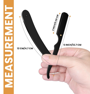 Maquinilla de afeitar de borde recto de peluquero profesional negro con 100 cuchillas de acero inoxidable 100 por ciento - Product Image 2