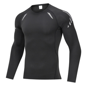 <b>Men's</b> <b>Long</b> <b>Sleeve</b> Rash Guard Sports <b>Top</b> Round/O-Neck Collar Quick Dry Polyester Spandex <b>Gym</b> Sport T-Shirt with OEM Service - Product Image 2