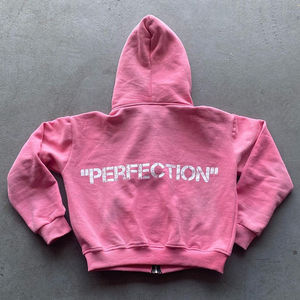 NOUVEAU sérigraphie personnalisée en usine, sweat à capuche en coton épais 450 Gsm pour hommes, sweat à capuche zippé et court surdimensionné - Product Image 3
