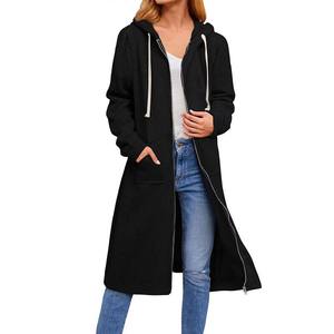 <b>Women</b> Loose <b>Long</b> Sleeves Zipper <b>Hooded</b> <b>Cardigan</b> Everyday Wear Casual <b>Long</b> Length <b>Women</b> Winter Coat - Product Image 1