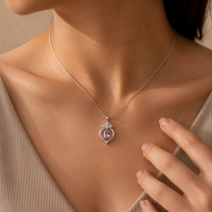 Rhodium-Plated Platinum <b>Amethyst</b> Drop Charm <b>Pendant</b> Handmade Religious Crystal Jewelry - Product Image 5