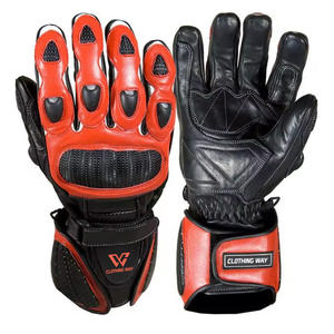 Gants de moto tout-terrain en cuir pleine fleur, cuir de vache véritable, entièrement personnalisés, imperméables, compatibles avec les écrans tactiles - Product Image 1