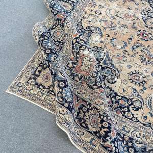 Alfombra Turca Extra Grande de 9.5x12.1 pies (289x369 cm), Alfombra Vintage con Diseño Floral Azul - Product Image 4