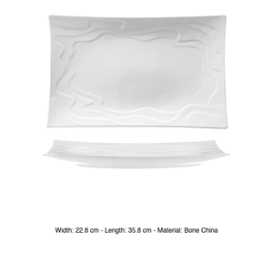 Assiette rectangulaire M1934 Wave en porcelaine fine, 35,8 x 22,8 cm, pour la restauration, les hôtels, la vente en gros - Product Image 3