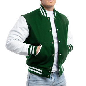 Chaqueta Universitaria Americana Personalizada Unisex, Cuerpo de Lana, Mangas de Cuero, Cierre de Cremallera, Estilo Vintage con Parches, Ecológica y Urbana - Product Image 3