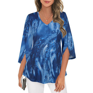 เสื้อเบลาส์ผ้าฝ้ายสำหรับผู้หญิงเสื้อเบลาส์พิมพ์ลายสีเรียบ2025ดีไซน์ล่าสุด - Product Image 2