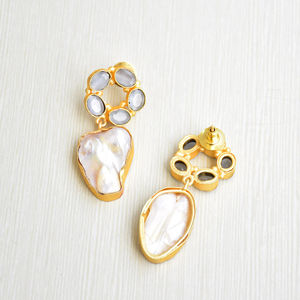 Pendientes de Latón al por Mayor, Perlas Naturales, Piedras Semipreciosas, Alto Pulido, Chapado en Oro, Sin Níquel, Duraderos - Product Image 5