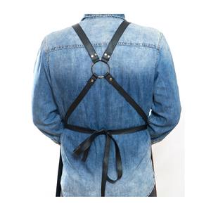 Delantal de Barbacoa Personalizado de Lona Negra con Bolsillos de Cuero, Unisex, Manga Corta, Cierre de Broche, para Uso en Restaurantes y Bares - Product Image 5