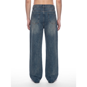 Jeans de Mezclilla para Hombre, Estilo Vintage, Corte Recto, con Parches Bordados y Detalles de Cristal, Corte Holgado, Estilo Hip Hop para Invierno - Product Image 6