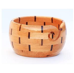 Cuencos de hilo hechos a mano de madera portátiles para tejer y ganchillo tejido personalizado y Croceht Bowl organizador de almacenamiento de bolas de hilo - Product Image 4
