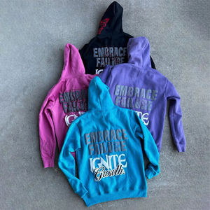 Ensemble de survêtement unisexe personnalisé, style jogger évasé à capuche, effet délavé à l'acide et décoloré par le soleil, pour l'hiver, uni, avec broderie imprimée - Product Image 2