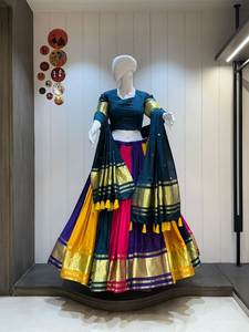 Navratri Lehenga Choli especial Navratri Chaniya Choli para mujeres ropa tradicional india Lehenga Choli nupcial Algodón puro Lehenga - Product Image 6