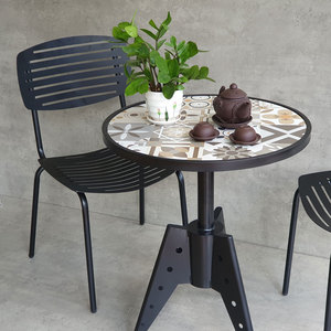 Modern Design Combo Set of 1 Outdoor Coffee <b>Table</b> and 2 Iron Chairs for Patio or Garden-CBCF272 - Product Image 5