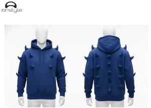 เสื้อฮู้ดฮอร์นฤดูหนาวแบบสั่งทำพิเศษ สไตล์สตรีทแวร์ ทรงโอเวอร์ไซส์ ผ้าฟลีซเรียบ สีพื้น ผลิตจากโพลีเอสเตอร์/คอตตอน เป็นมิตรกับสิ่งแวดล้อม แห้งเร็ว ระบายอากาศได้ดี - Product Image 2