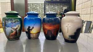 Fabricant et fournisseur d'urnes funéraires pour adultes en aluminium au fini marbre moderne et unique - Product Image 4